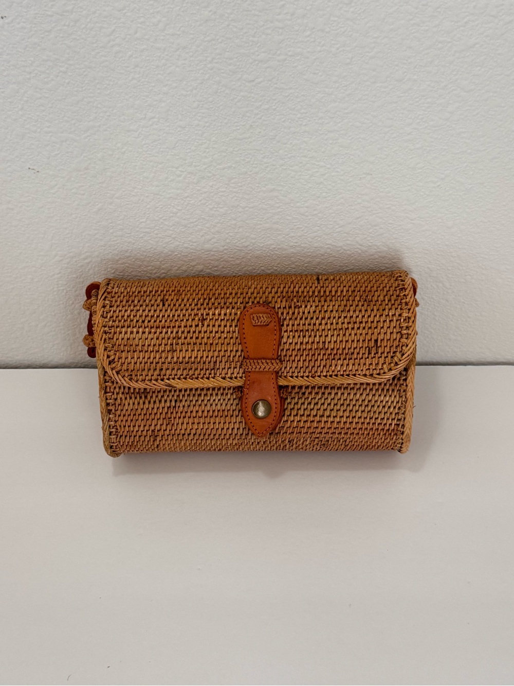 Woven Rattan Crossbody Bag in Brown